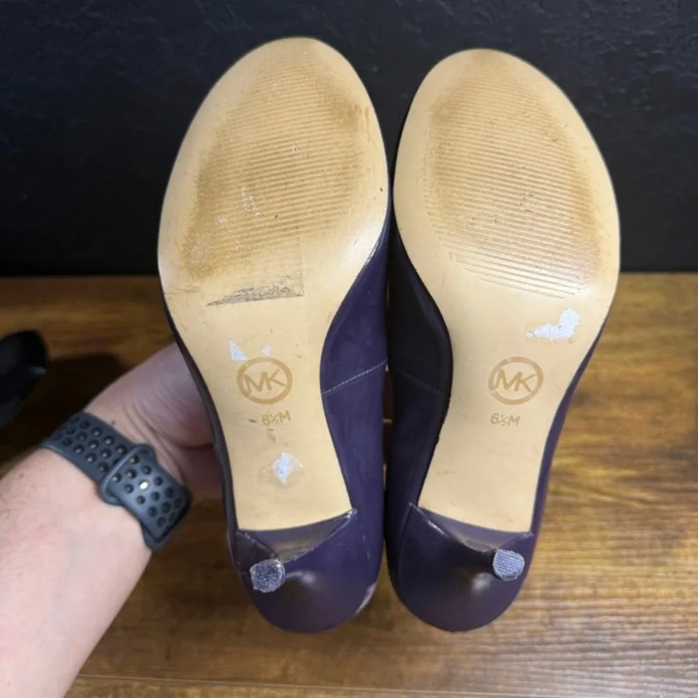 Michael Kors‎ Flex Purple Leather Round Toe Stiletto Pumps Womens Size 6.5M